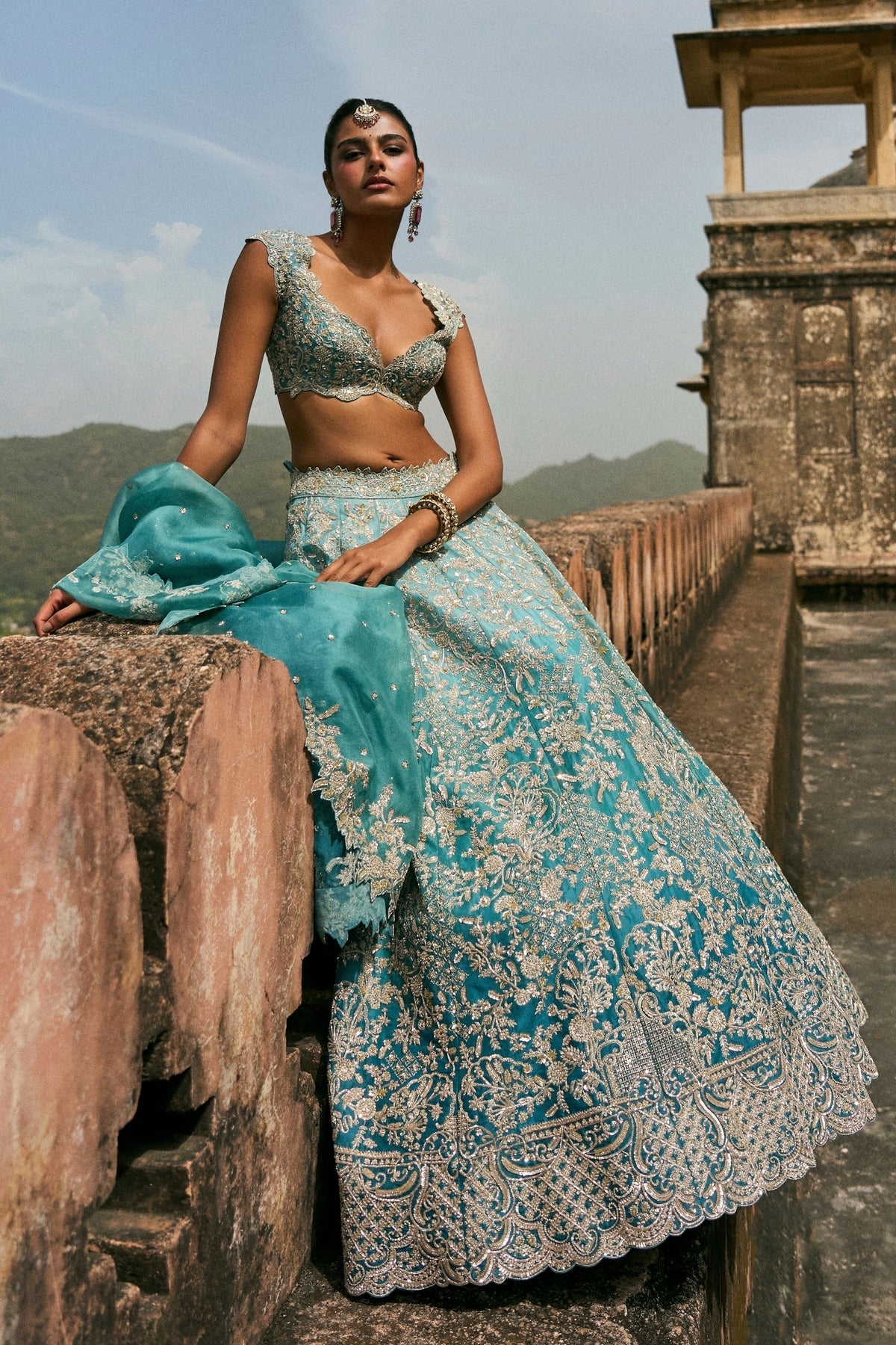 Blue Vajra Lehenga Set