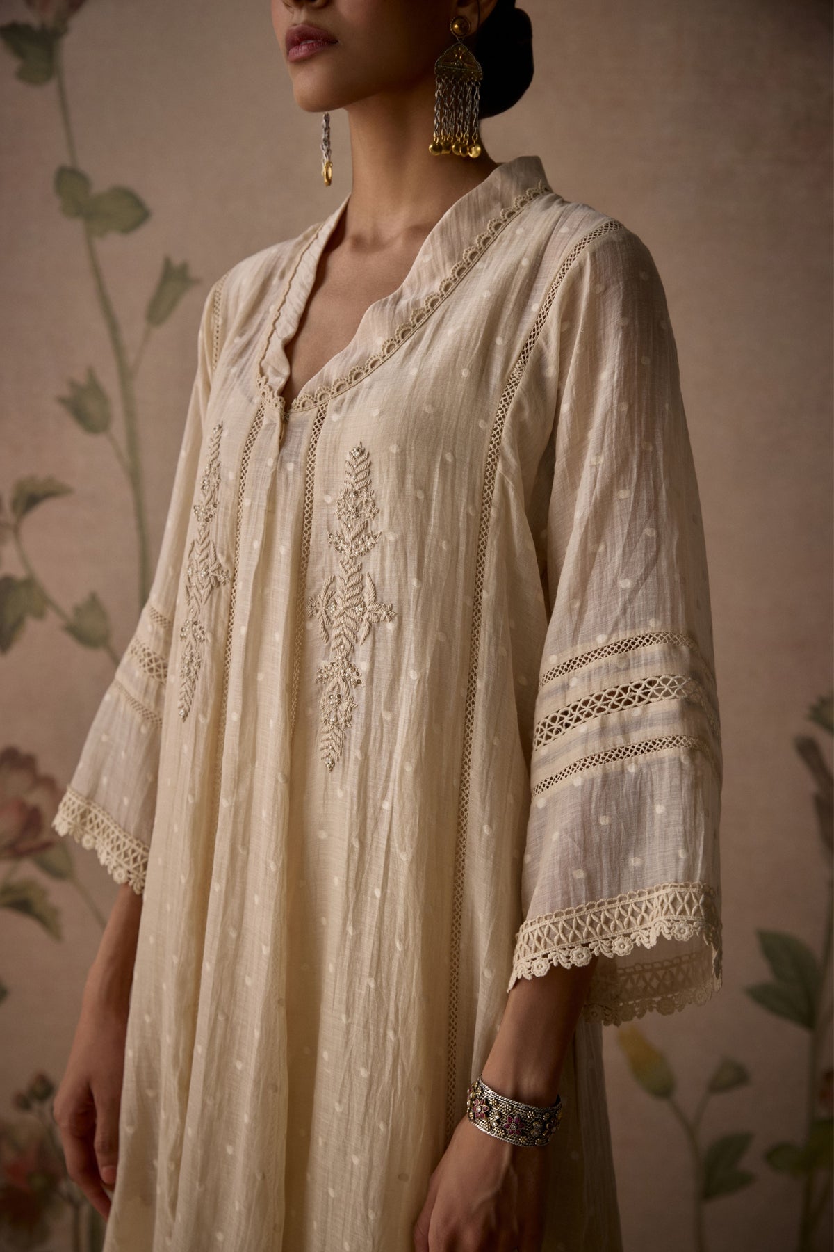 Ivory Chanderi Choga Kurta Set