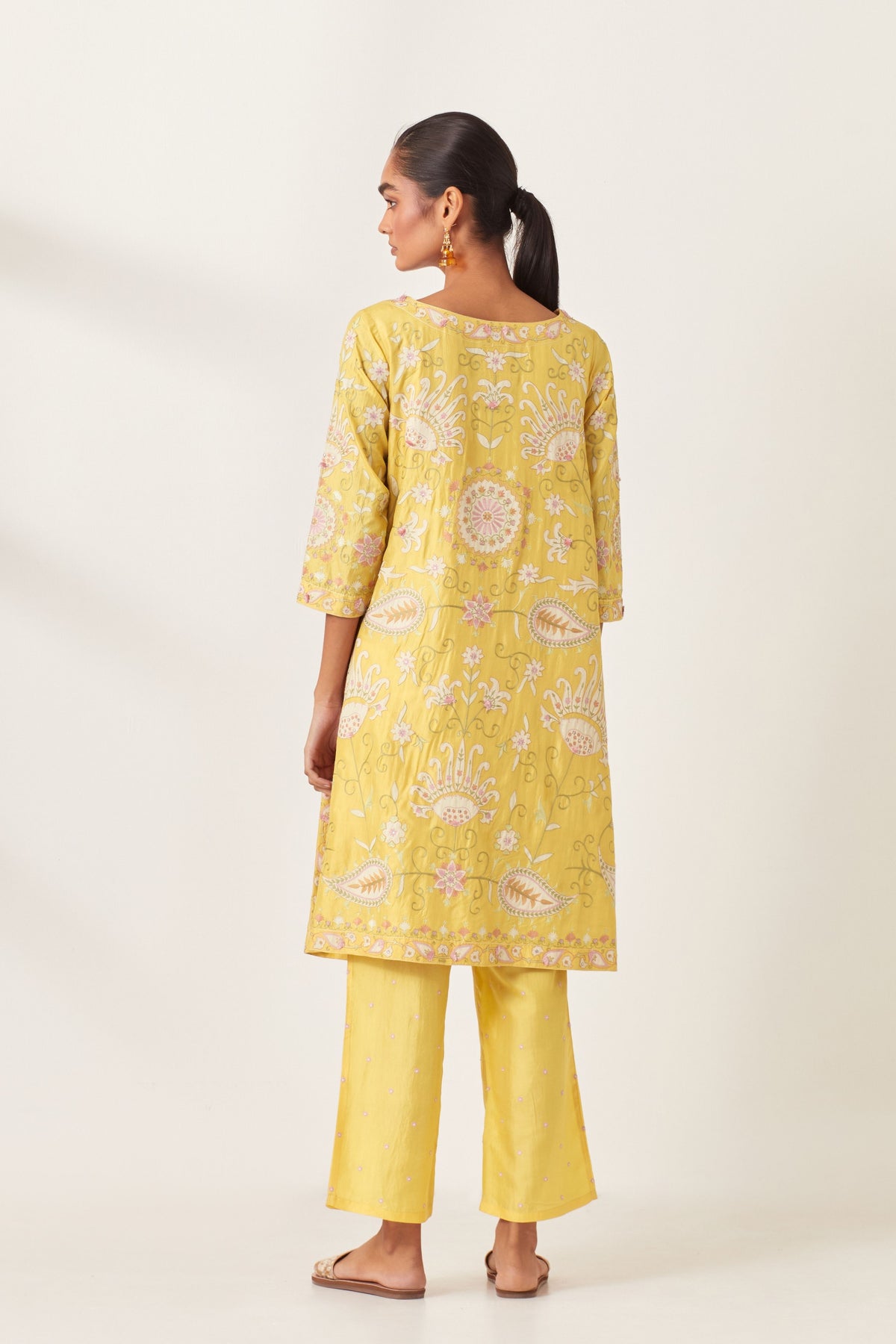 Yellow Short A-line Kurta Set