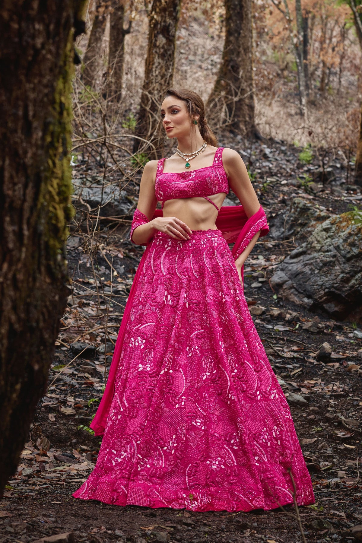 Electric Fuchsia Lehenga Set