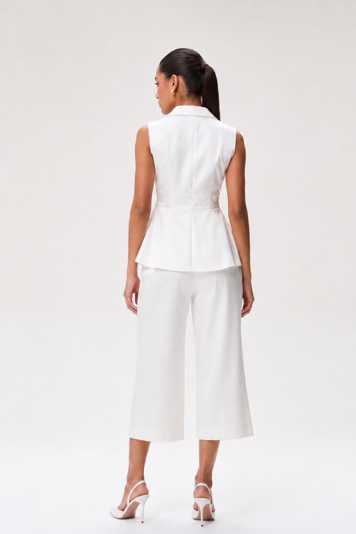 Ivory Gajji Silk Peplum Top