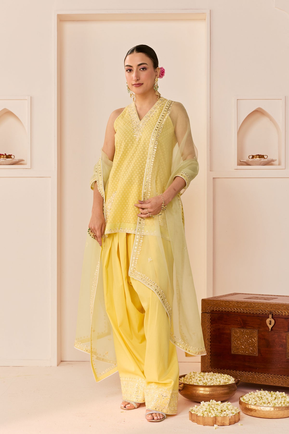 Miral Lemon Yellow Short Kurta Set