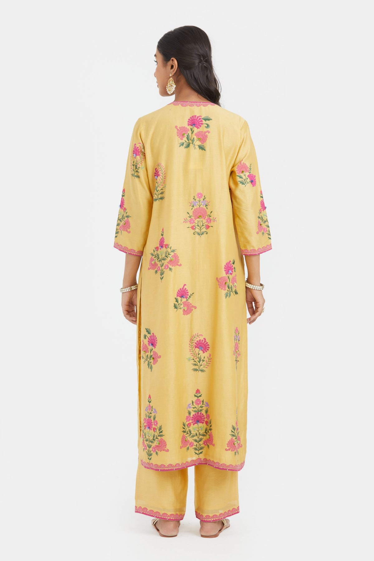 Yellow Silk Straight Kurta Set