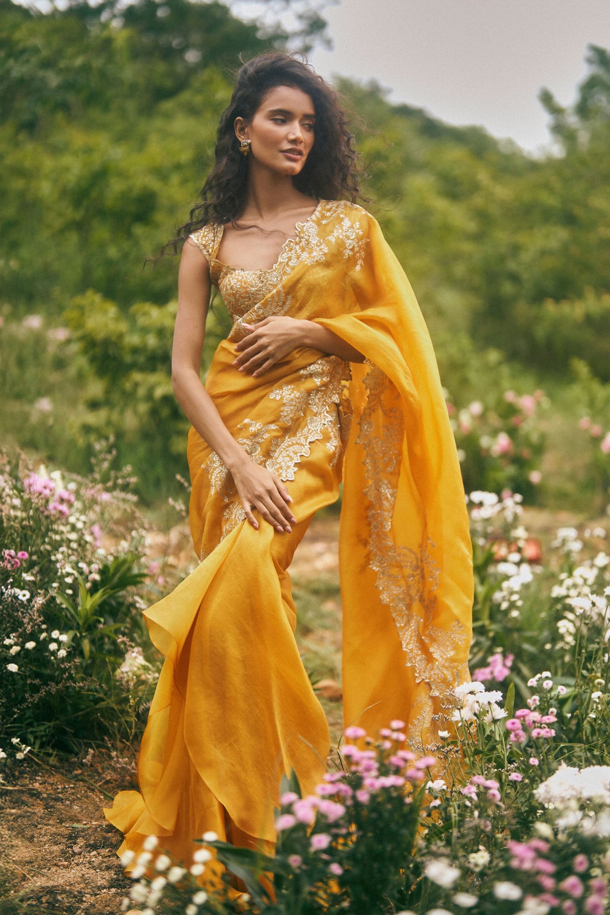 Aari Ruffle Saree Set