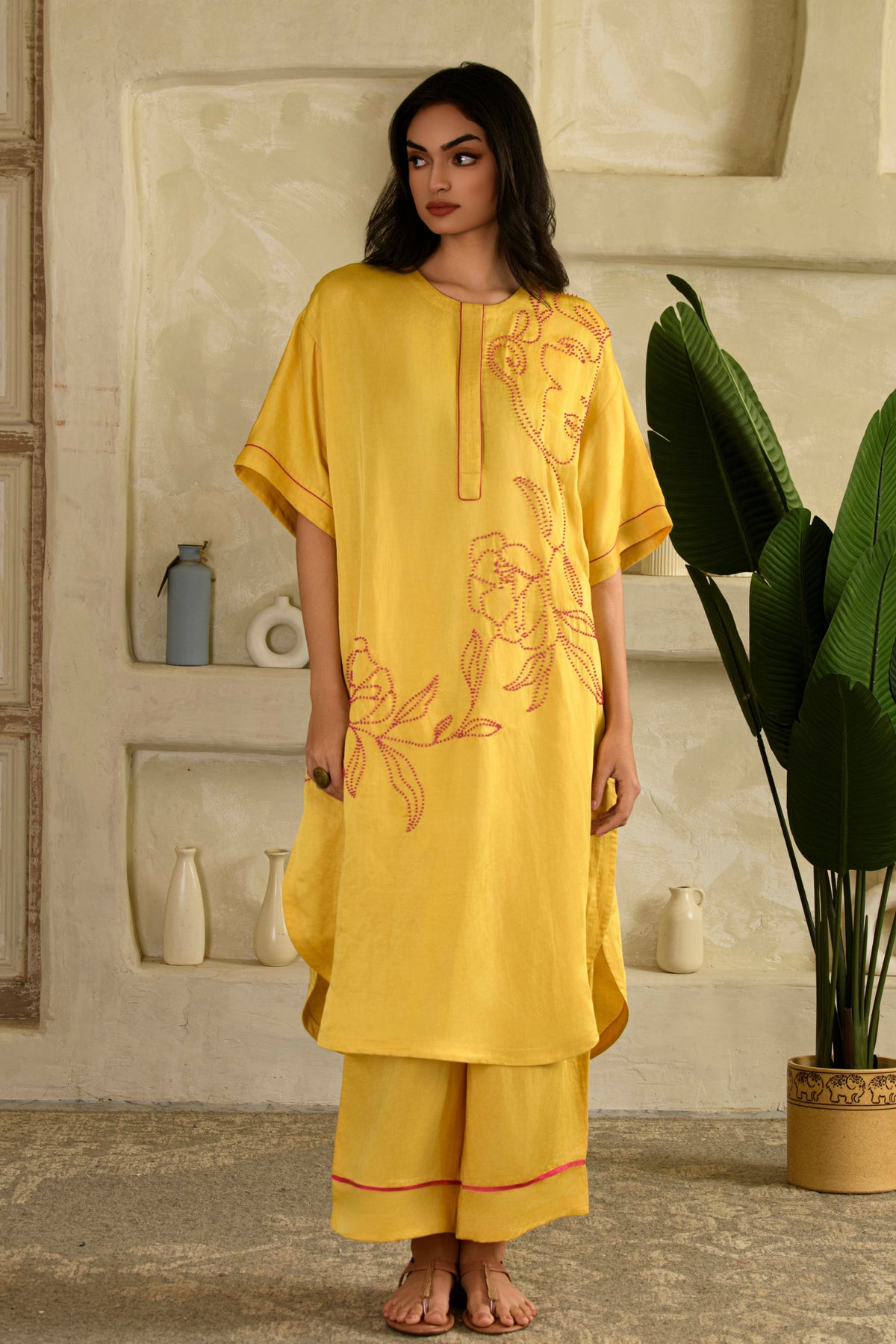 Rangrasiya Long Co-ord Set in Surajmukhi Yellow