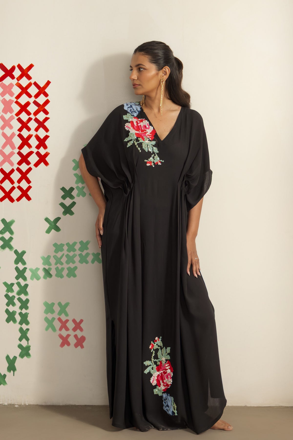 Black Bloom Kaftan