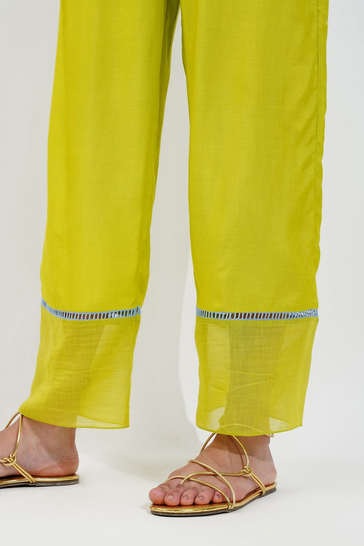 Lime Chanderi Kurta Set
