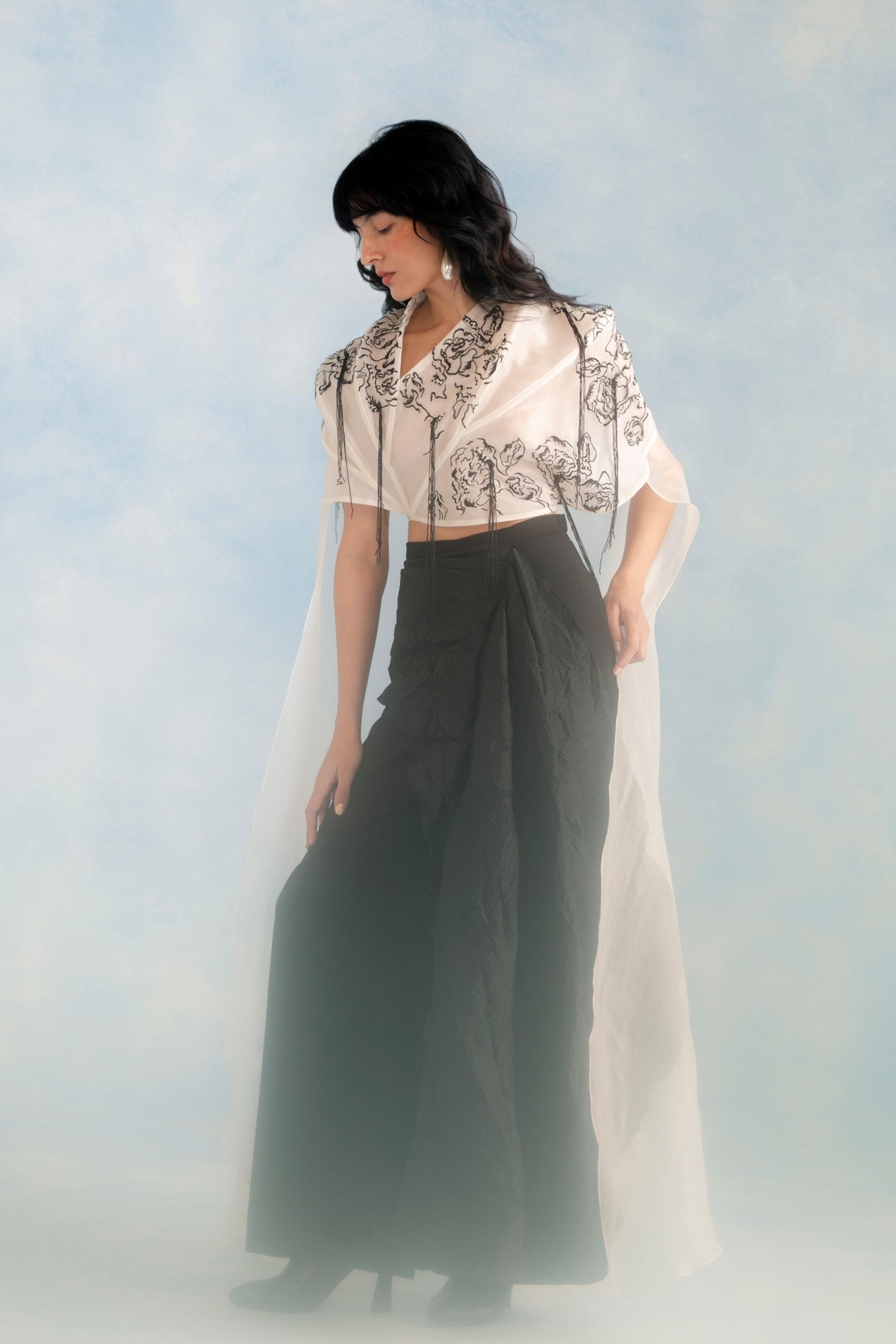Organza Cape with Drape Pants