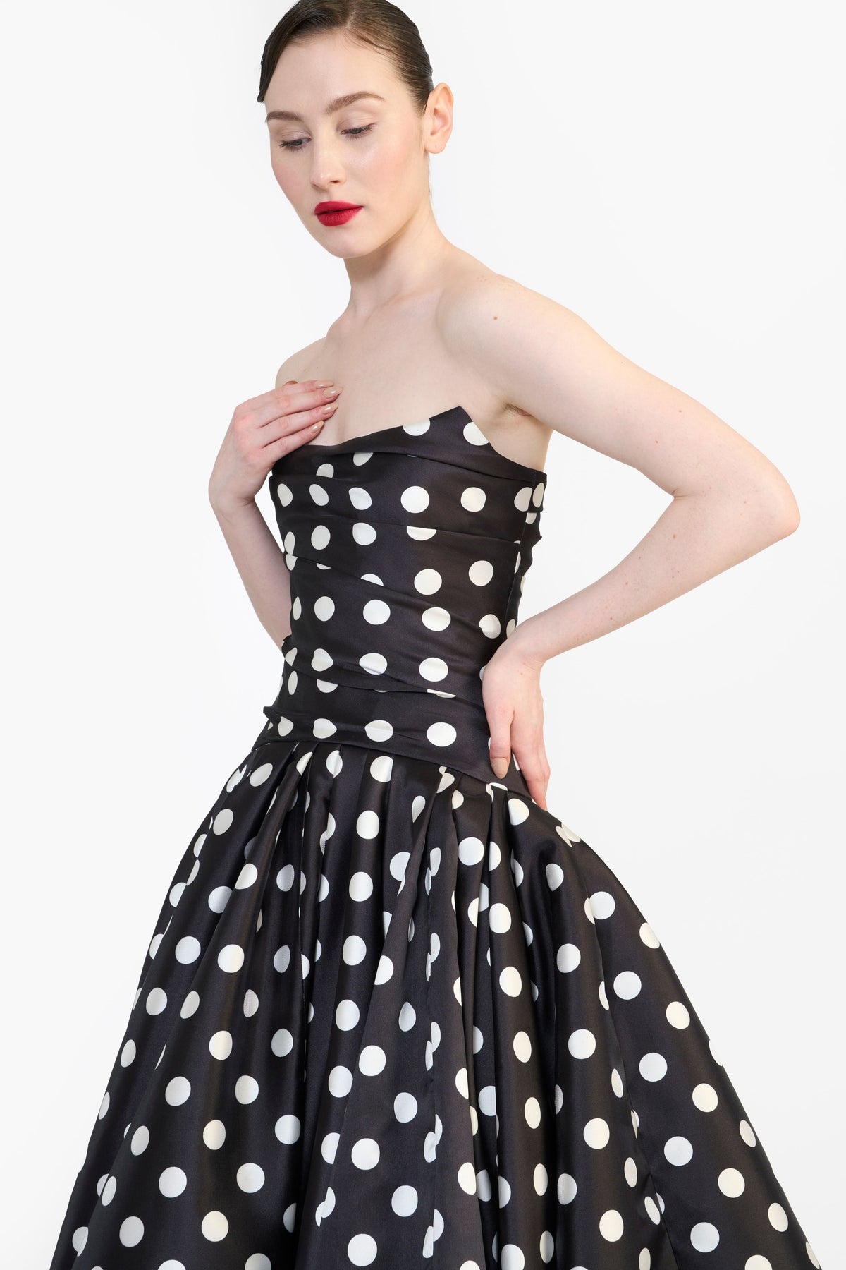 Strapless Draped Balloon Midi
