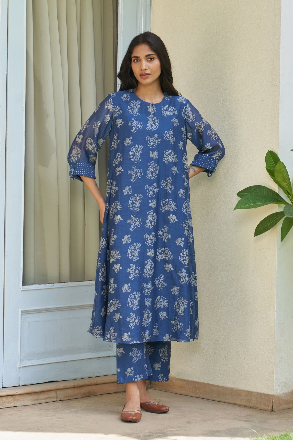 Blue Floral Kurta Set