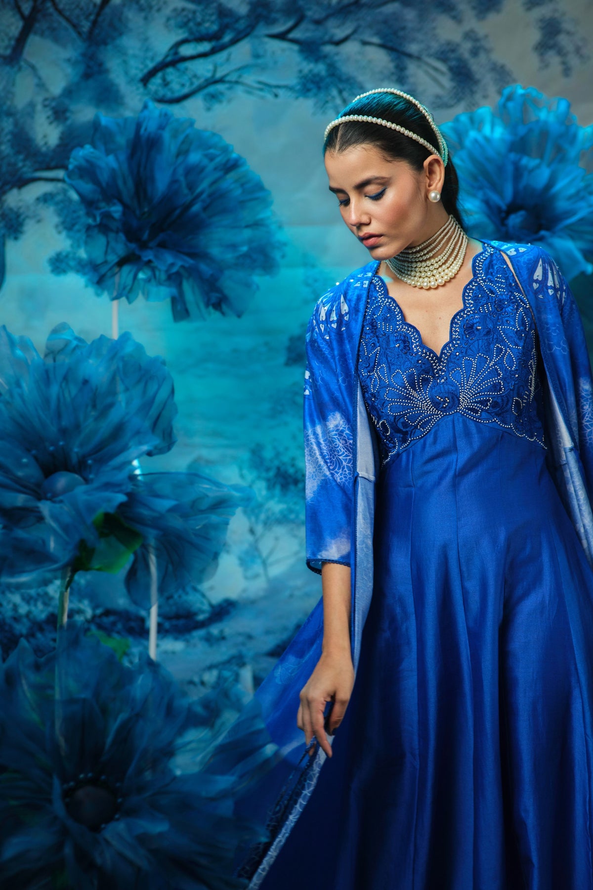 Indigo Ensemble Cape Dress