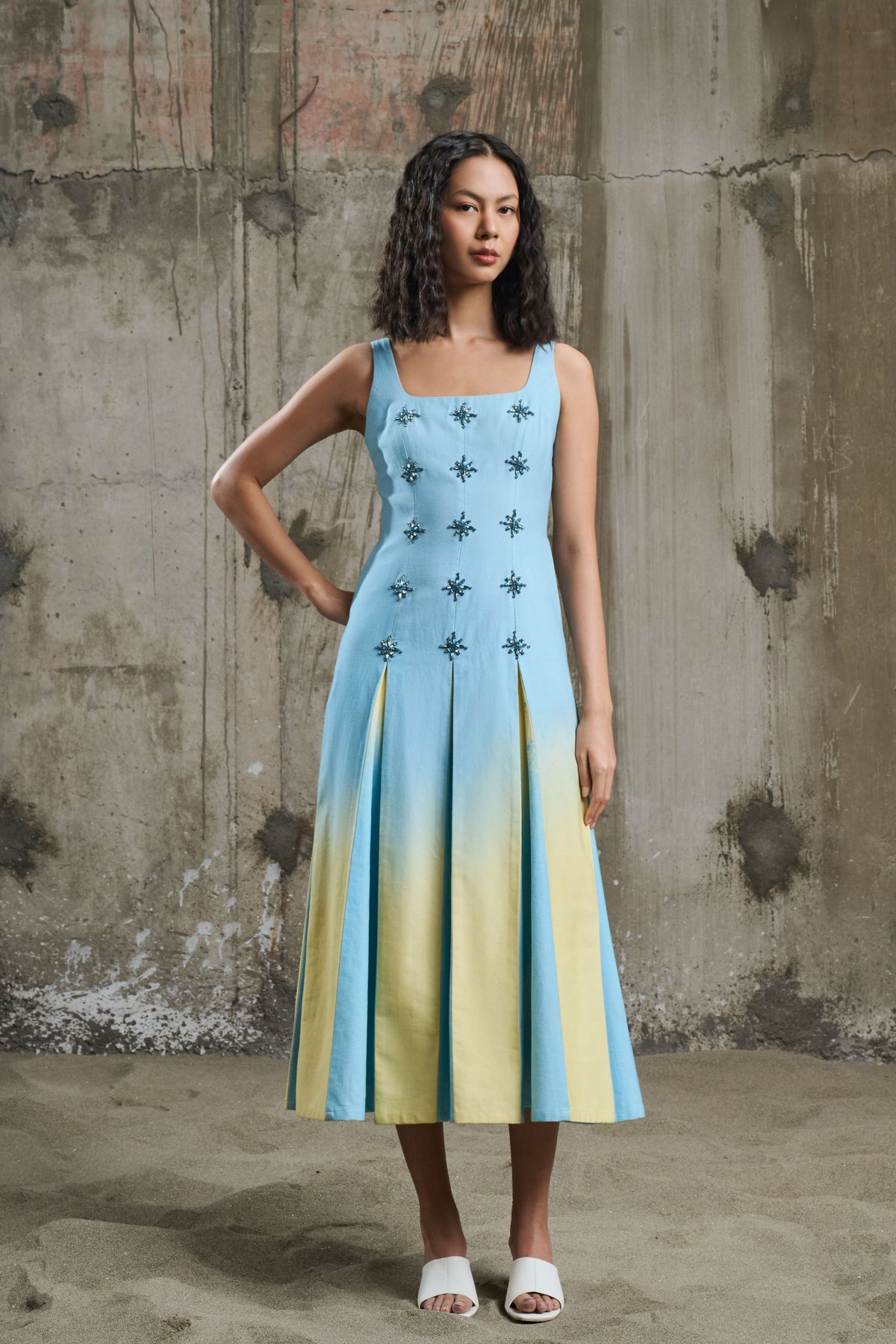 Soft Horizon Pleated Dress