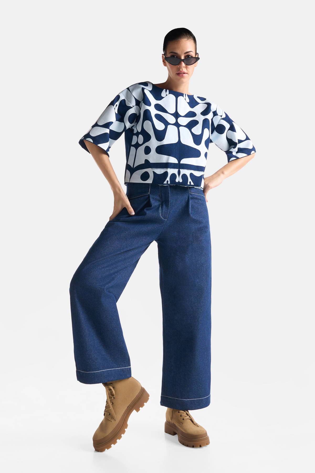 Denim Pleat Pants
