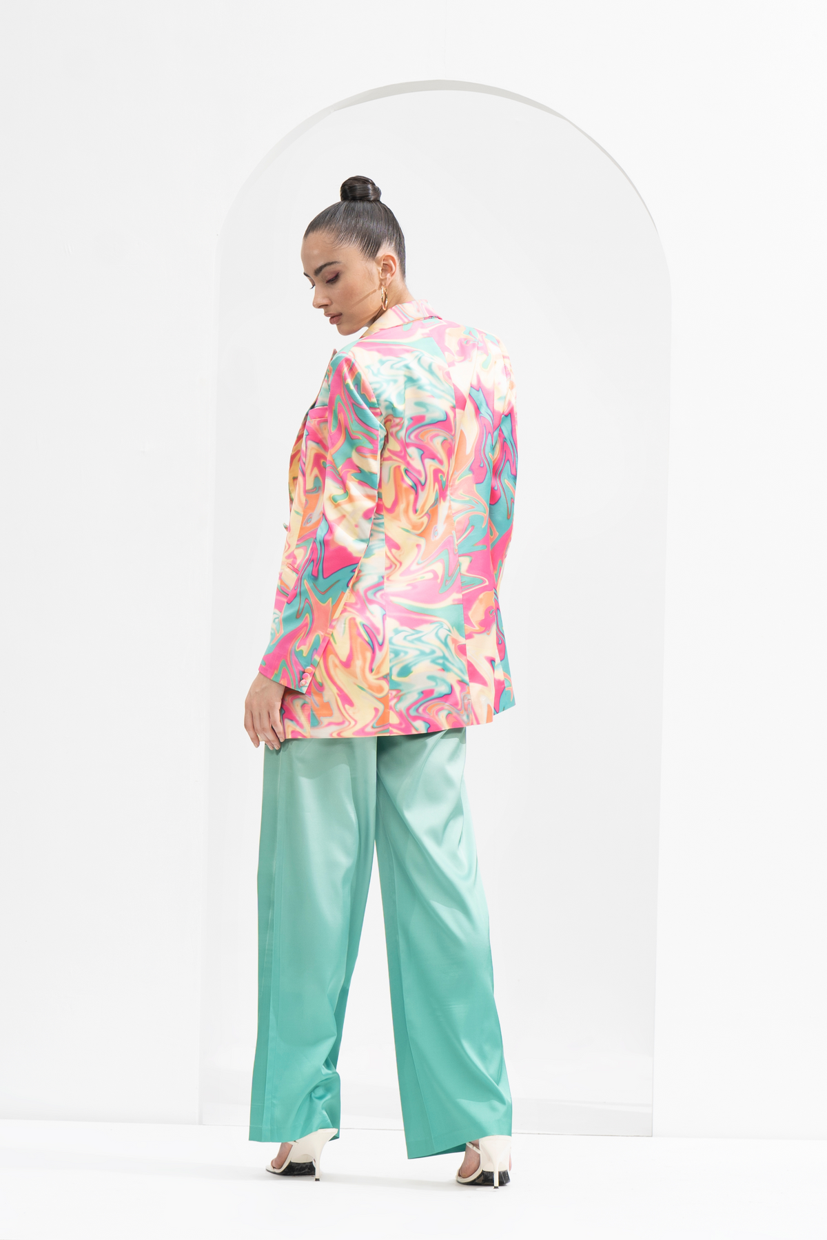 Blurred Printed Satin co-ord set