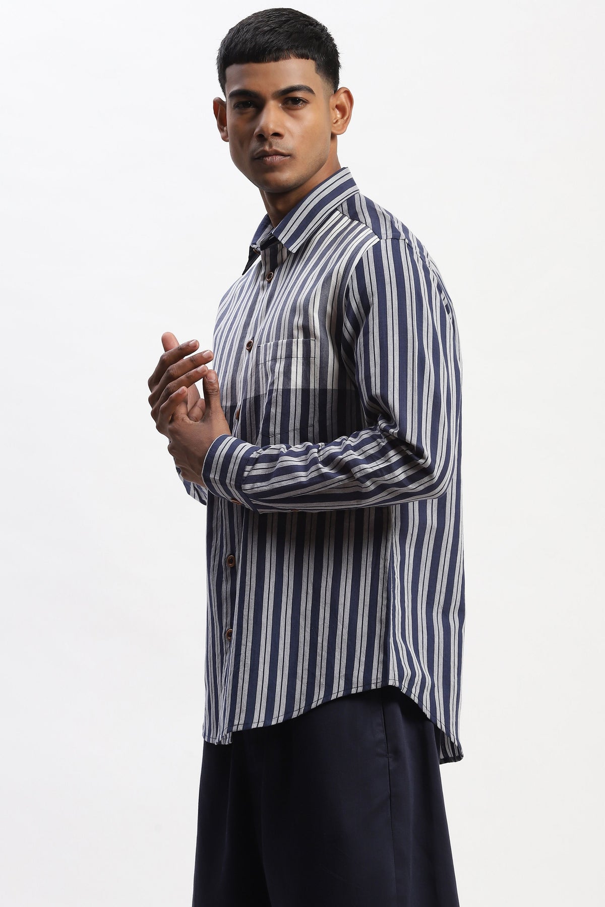 Navy Engineered Dual Woven Shirt