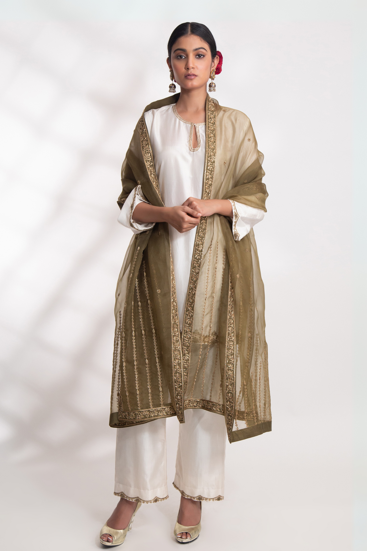 Henna Green Madra Dupatta