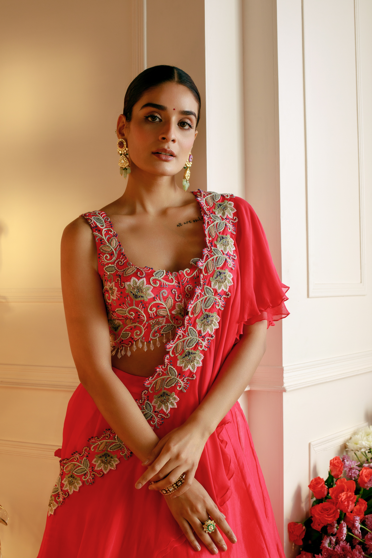 Fuscia Pink Organza Lehenga Set