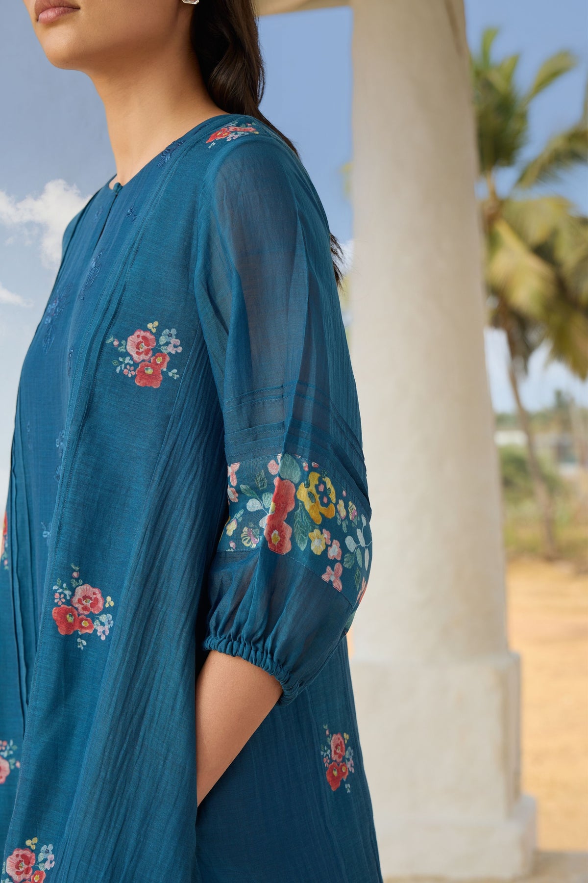 Sapphire Embroidered Floral Dress