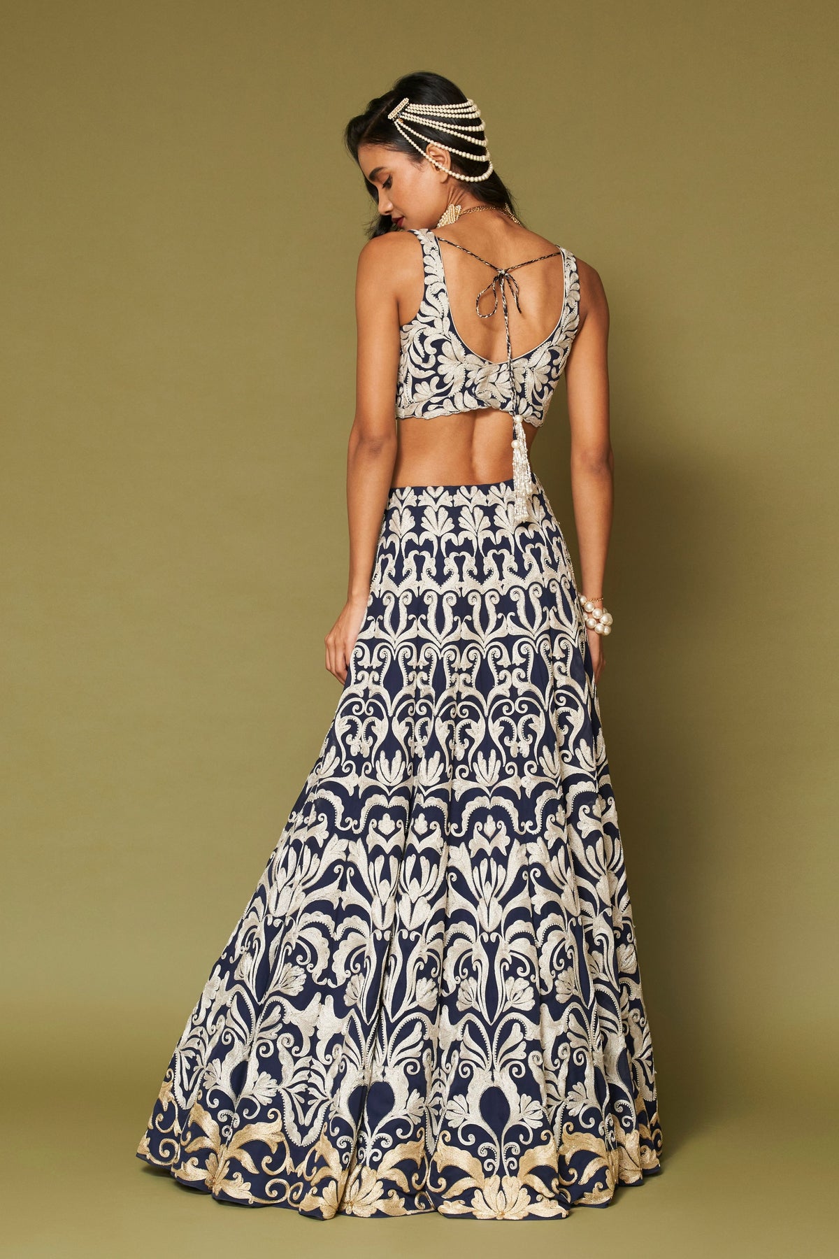 Midnight Embroidered Georgette Lehenga Set