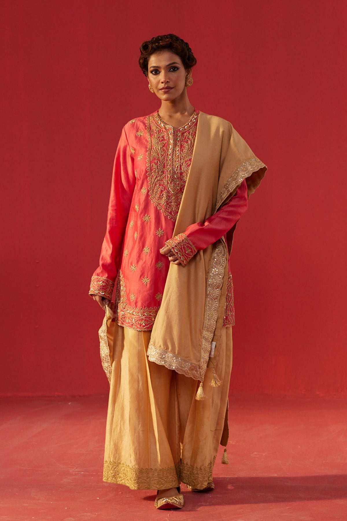 Peach Sharara Set