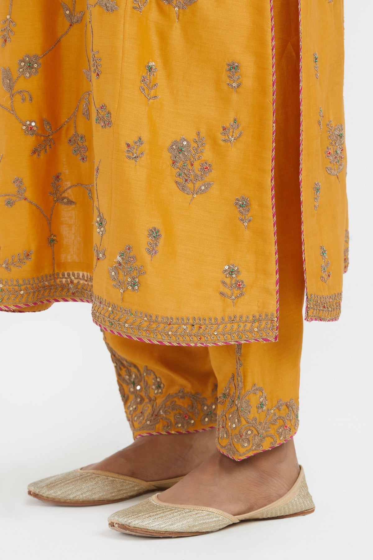 Deep Yellow Chanderi Kurta Set