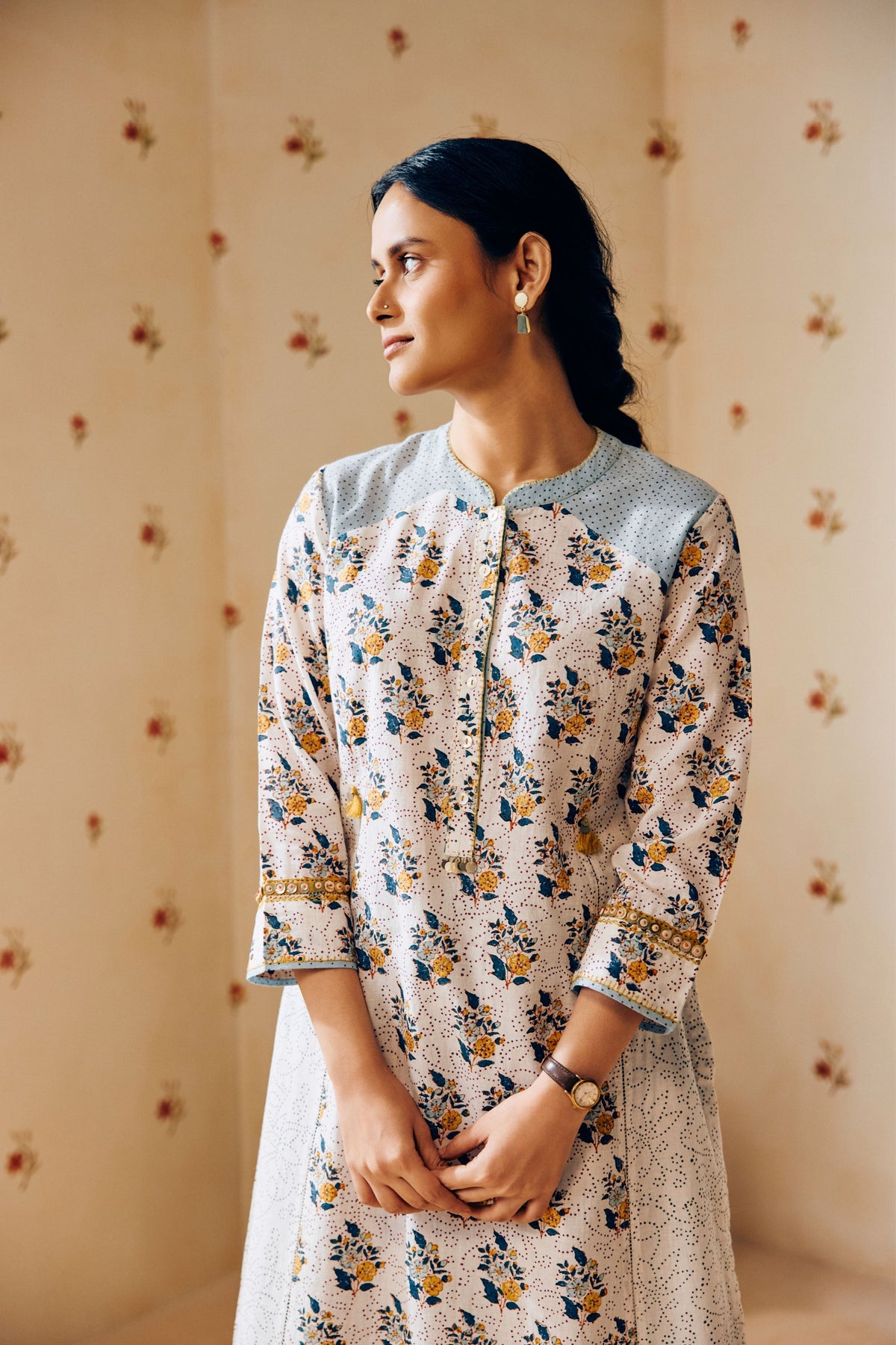 Off-white Block Print Kurta Set