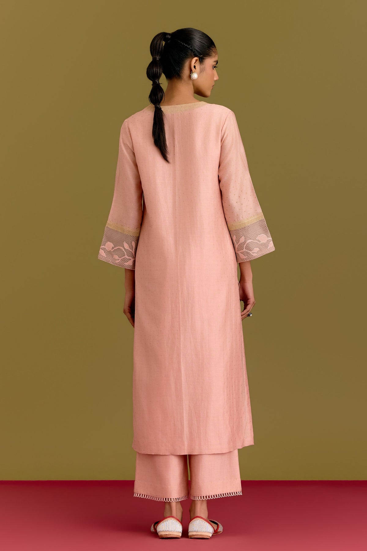 Pink Hand Painted Kurta Set