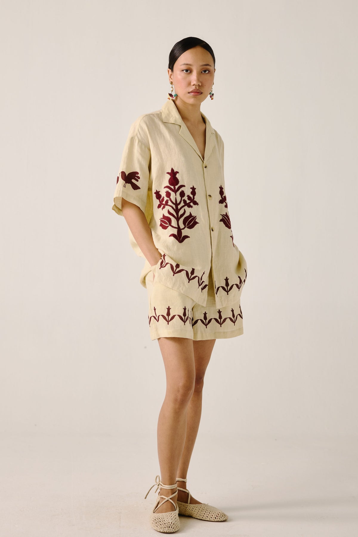 Ivory Bird Applique Unisex Set