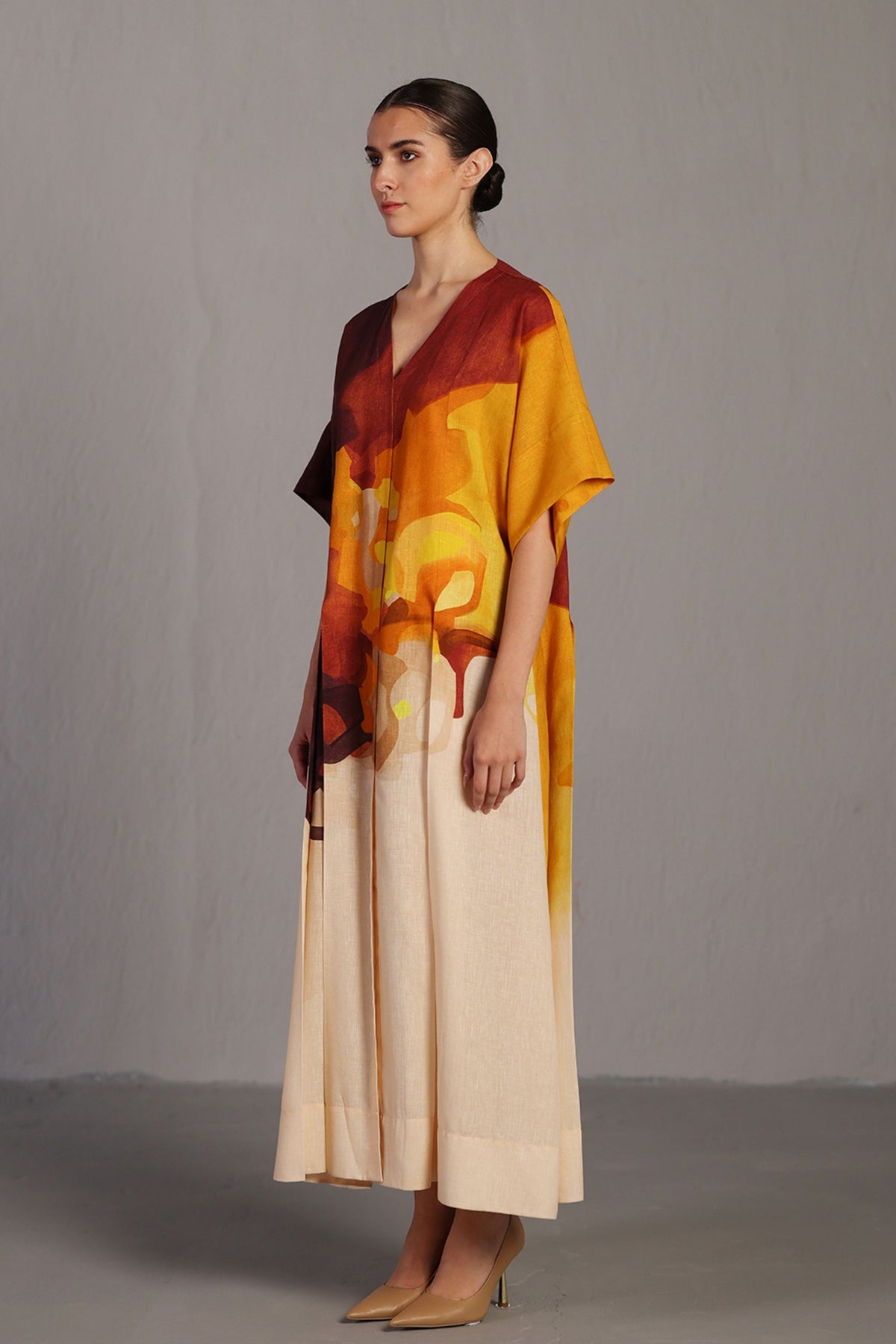 Brown and Ochre Long Dress