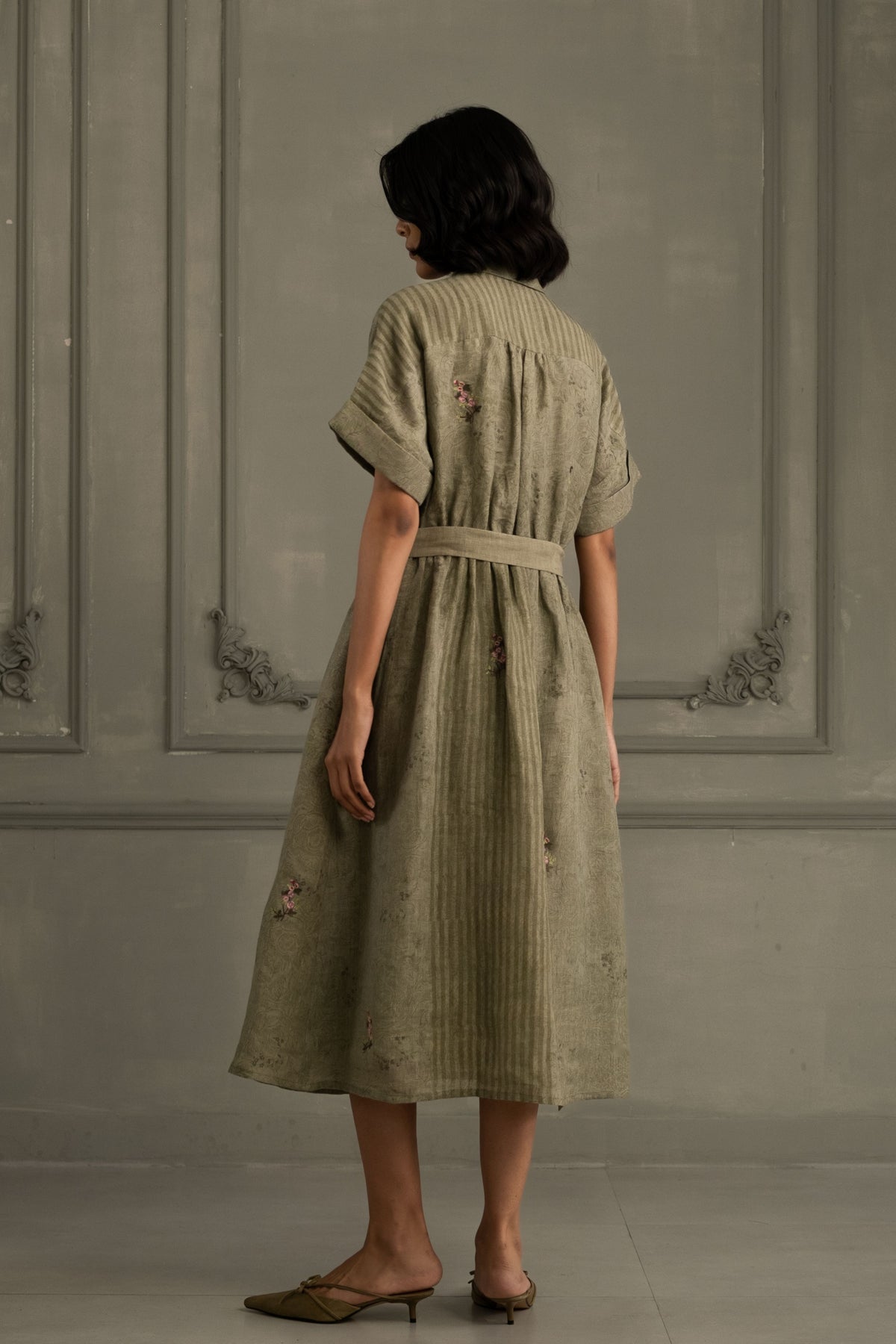 Sage Green Embroidered Dress