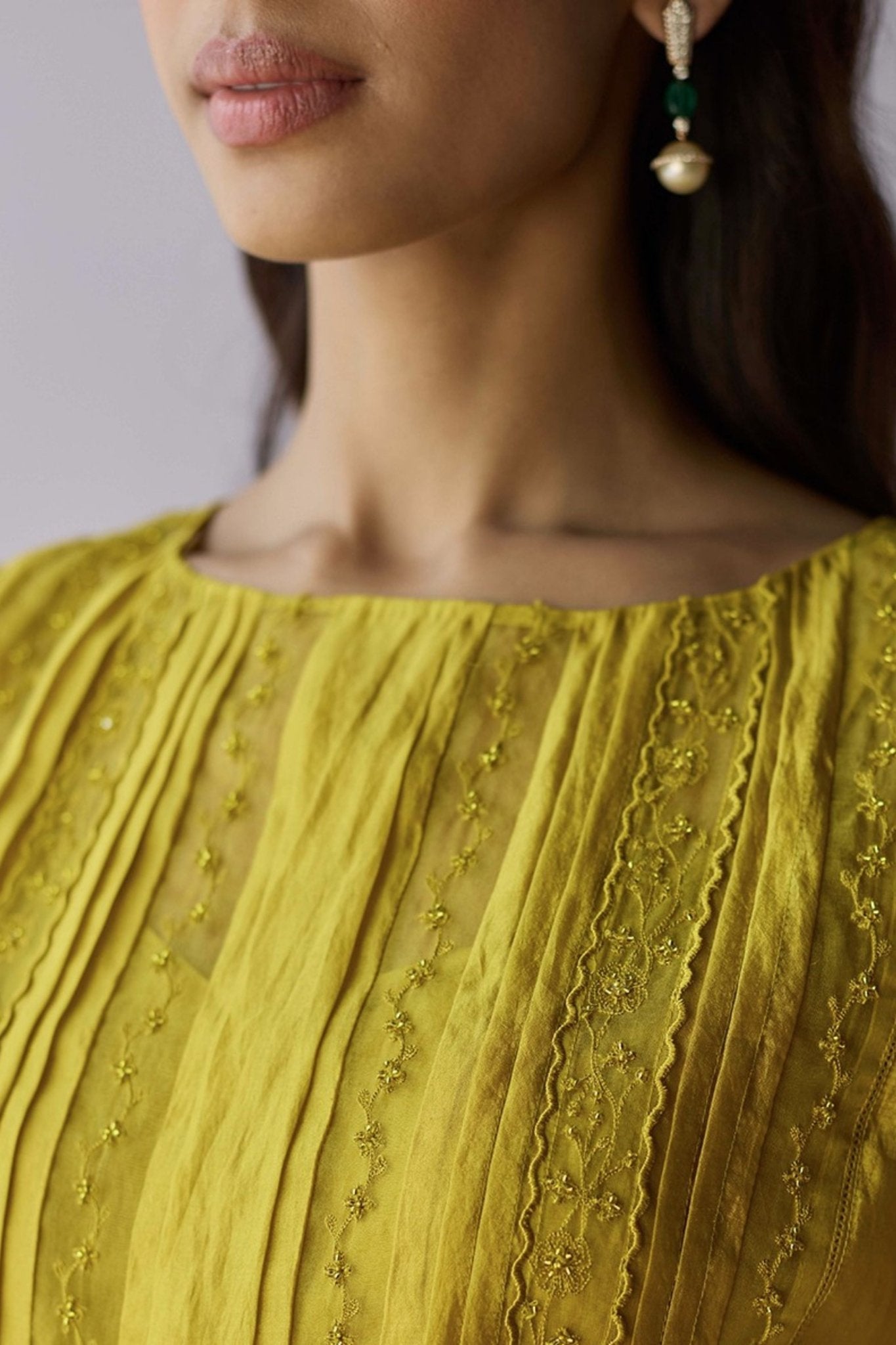Whispering Ivy Embroidered Yellow Blouse - Surmaye - Elahe