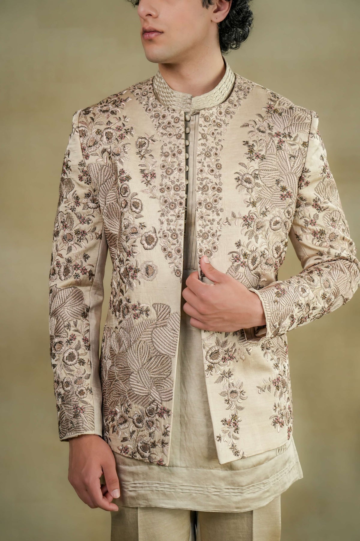 Sand Grey Short Kurta Set