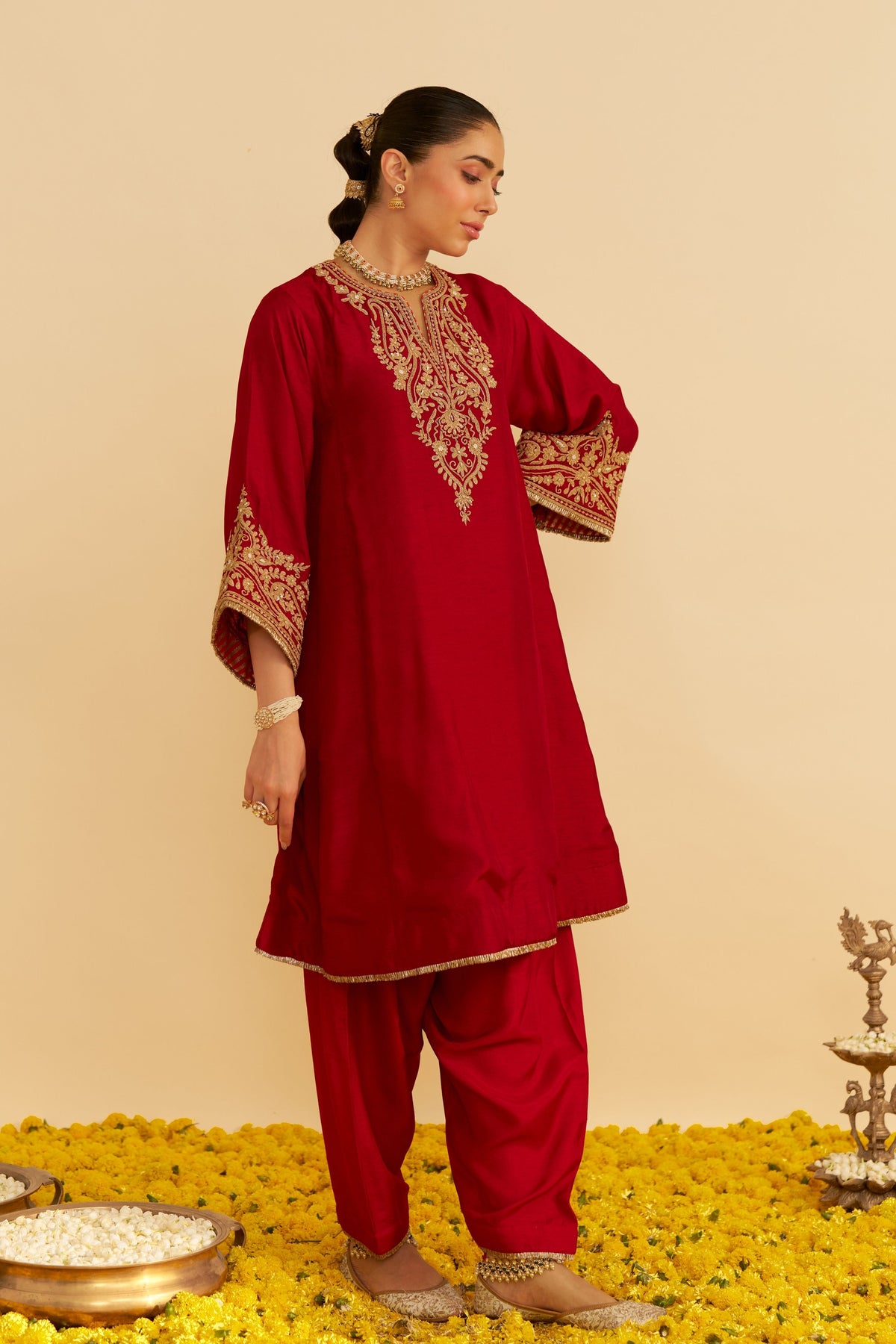Marwa Red Chauga With Salwar