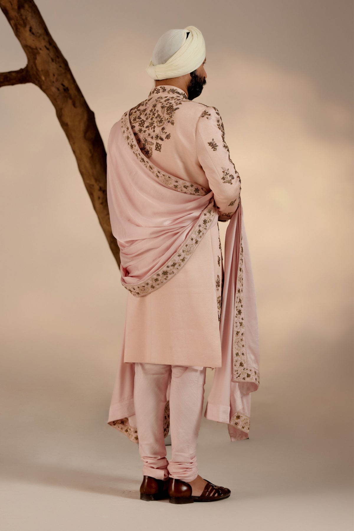 Shell-pink Sherwani Set