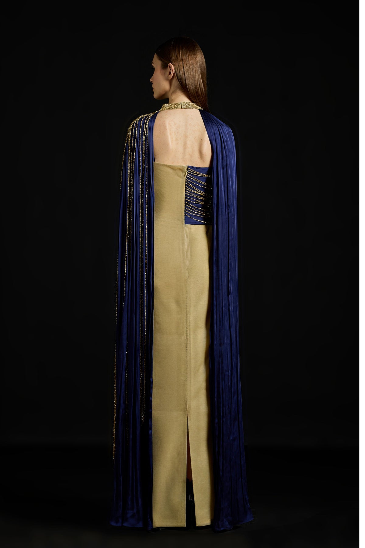 Draped Sequins Metallic Dress