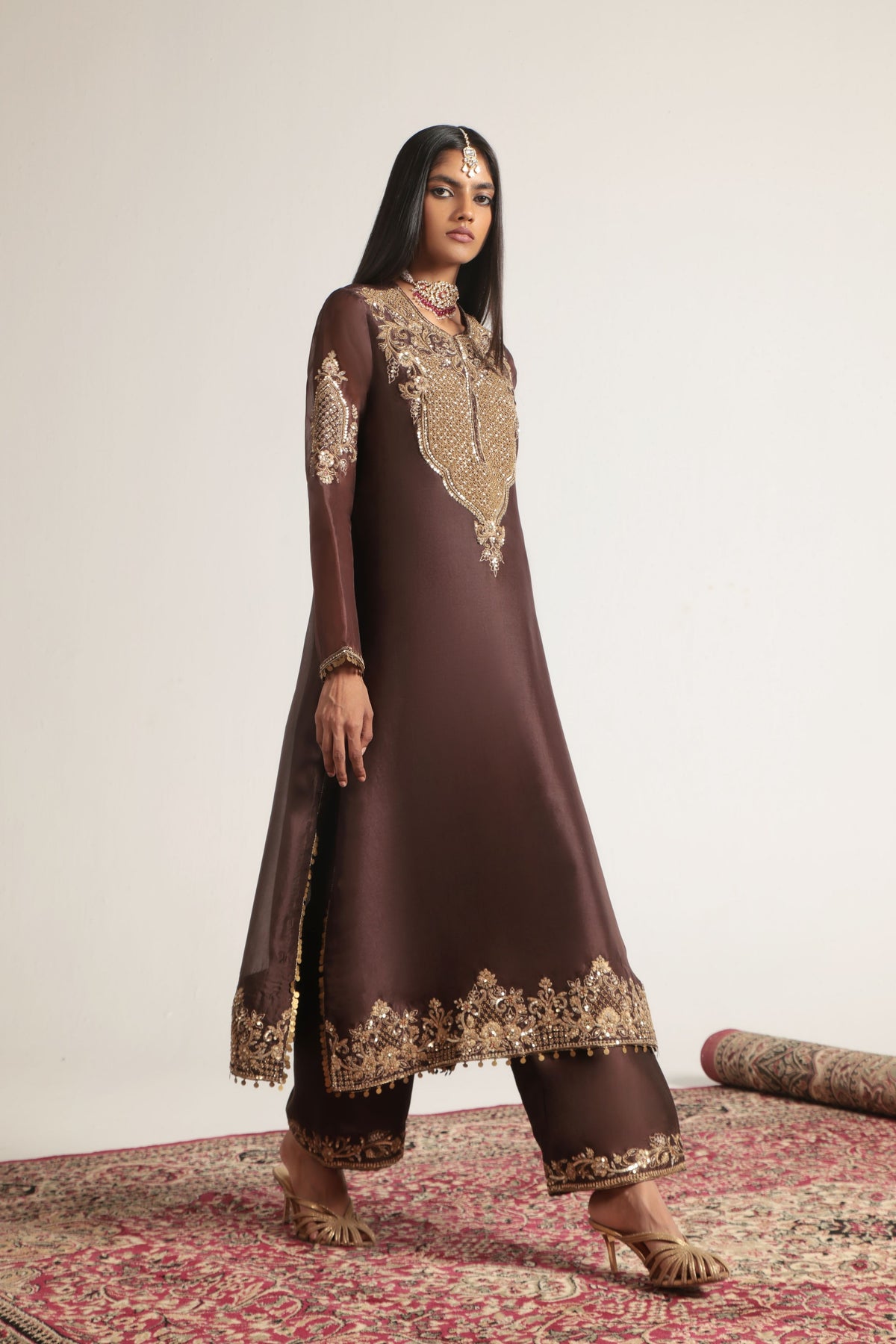Brown Straight Kurta Set