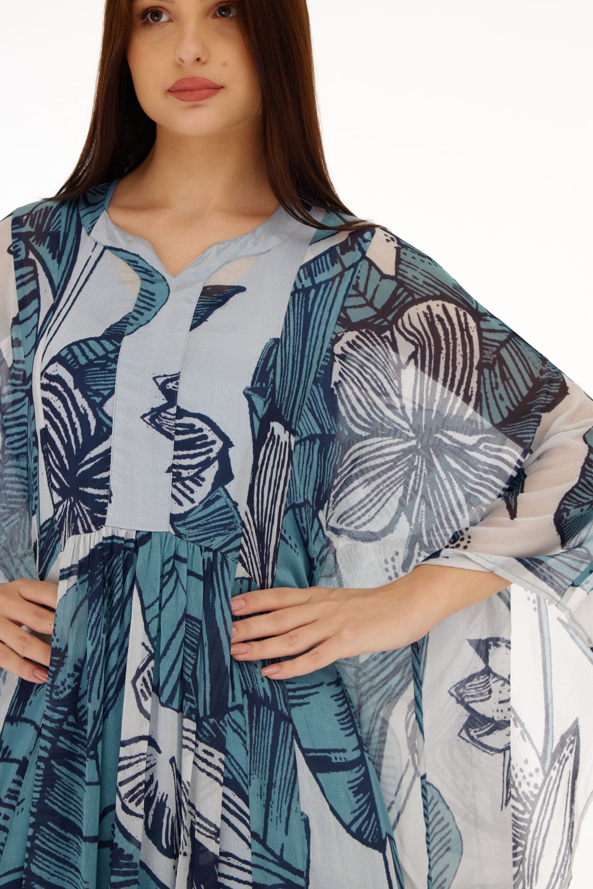 Blue and White Kaftan Dress