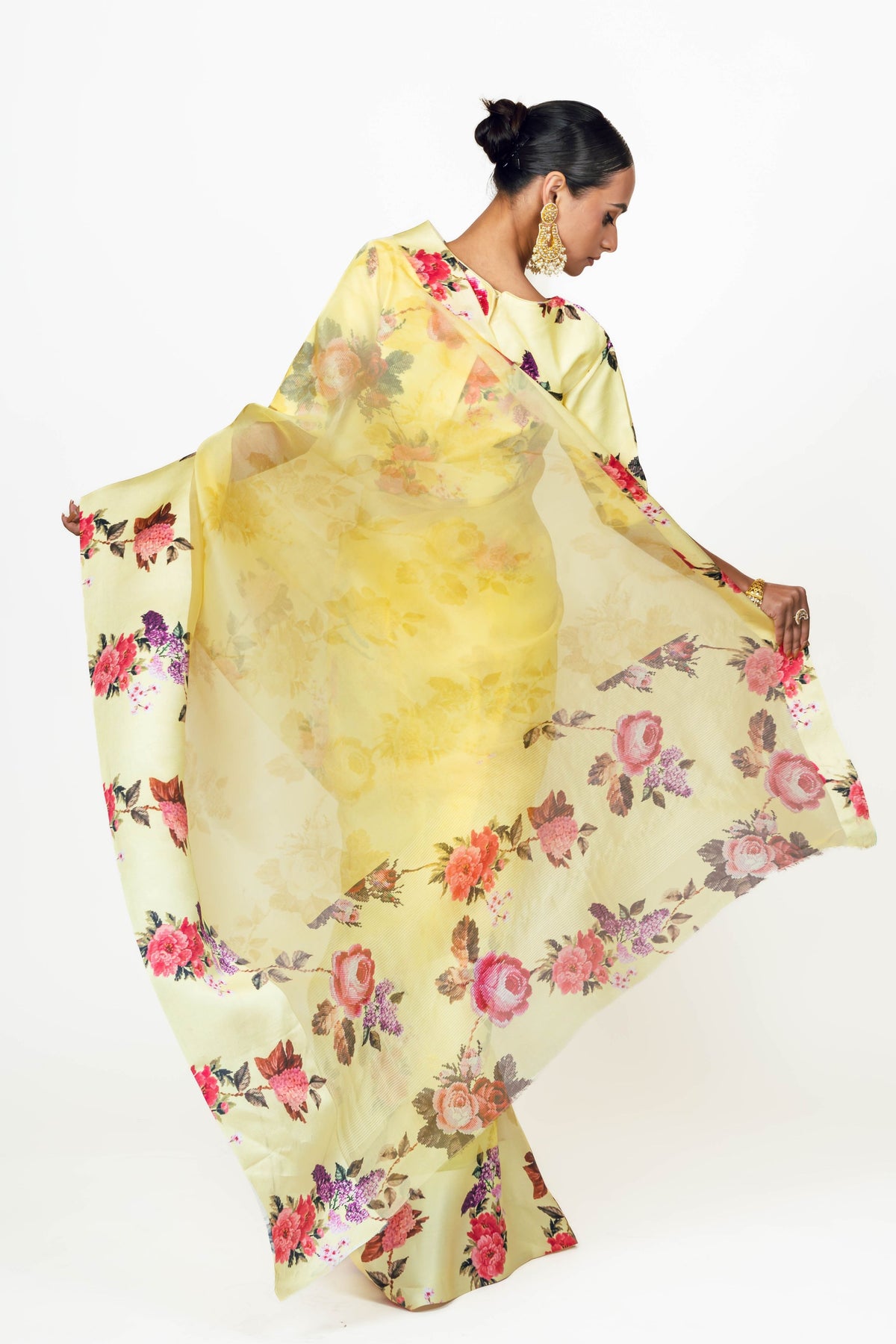 Nila Yellow Organza Saree