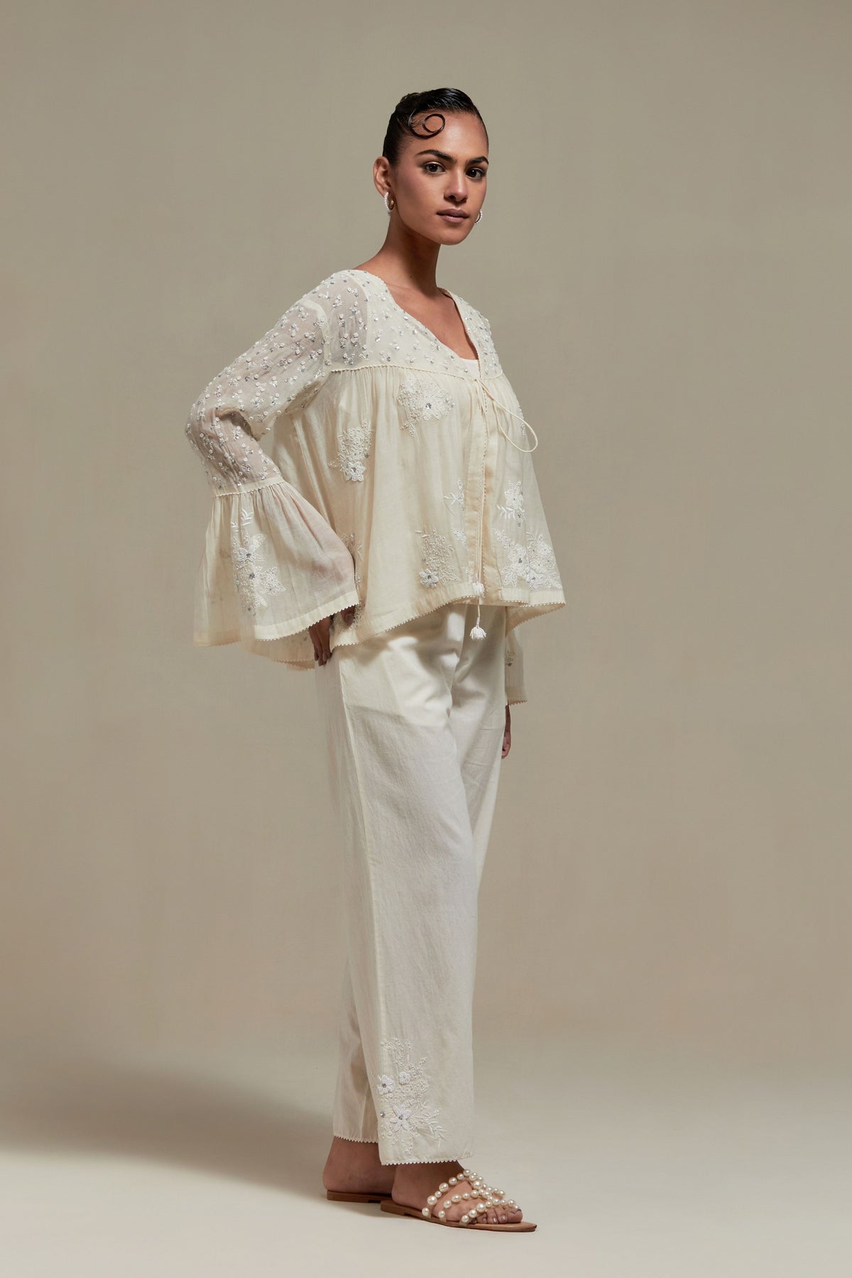 Off White Chanderi Top