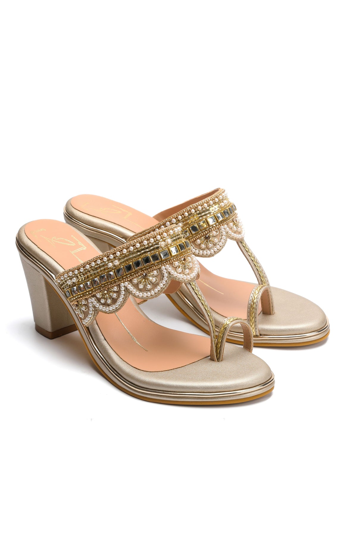 Golden Grace Embroidered Heels