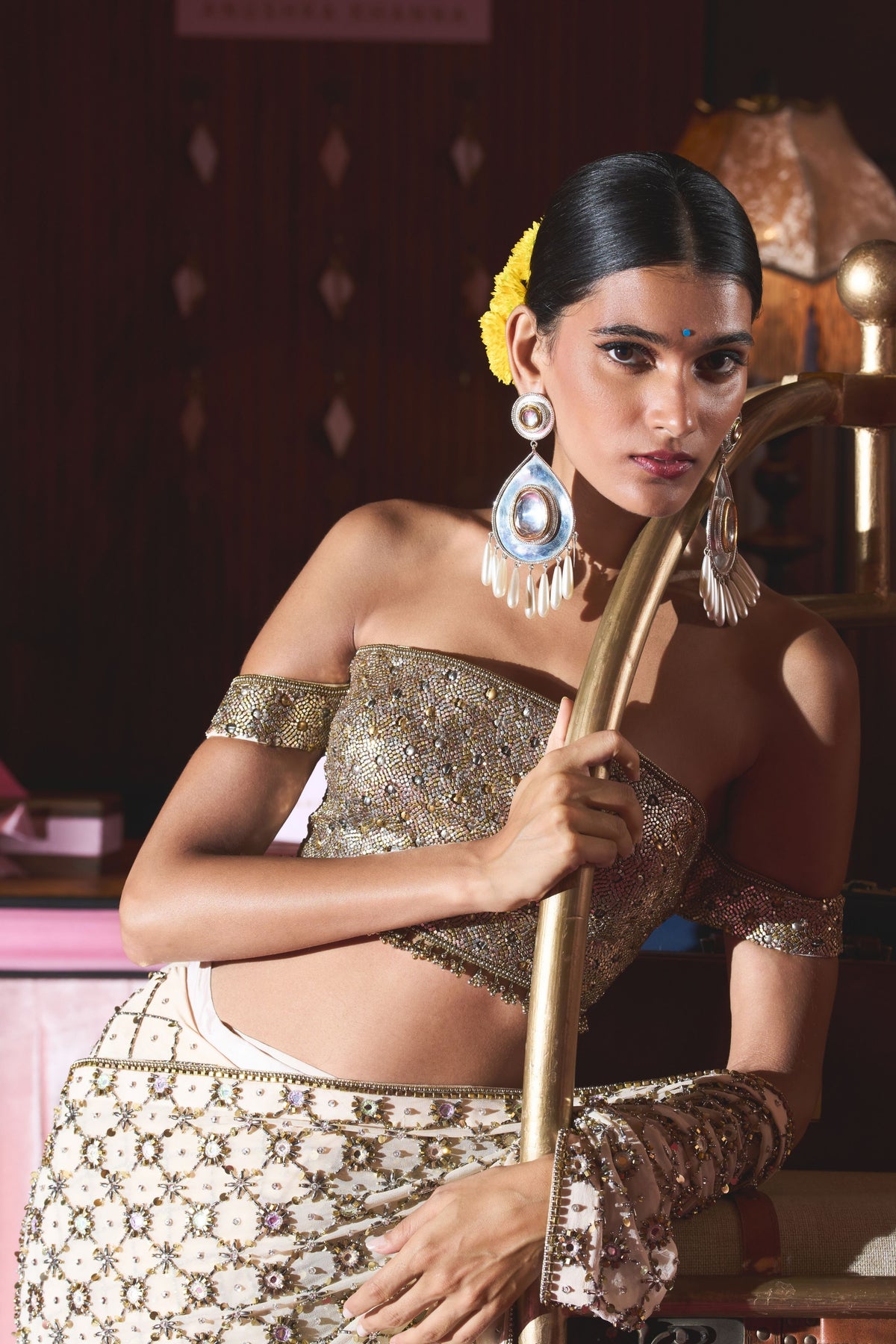 Chandi Ivory Embellished Saree Set