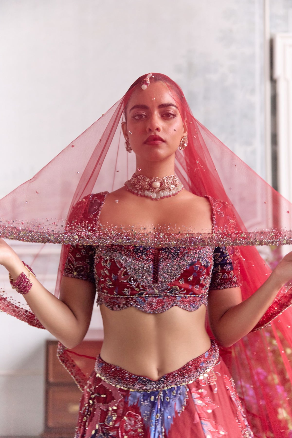 Ridaa Lehenga Set With Veil