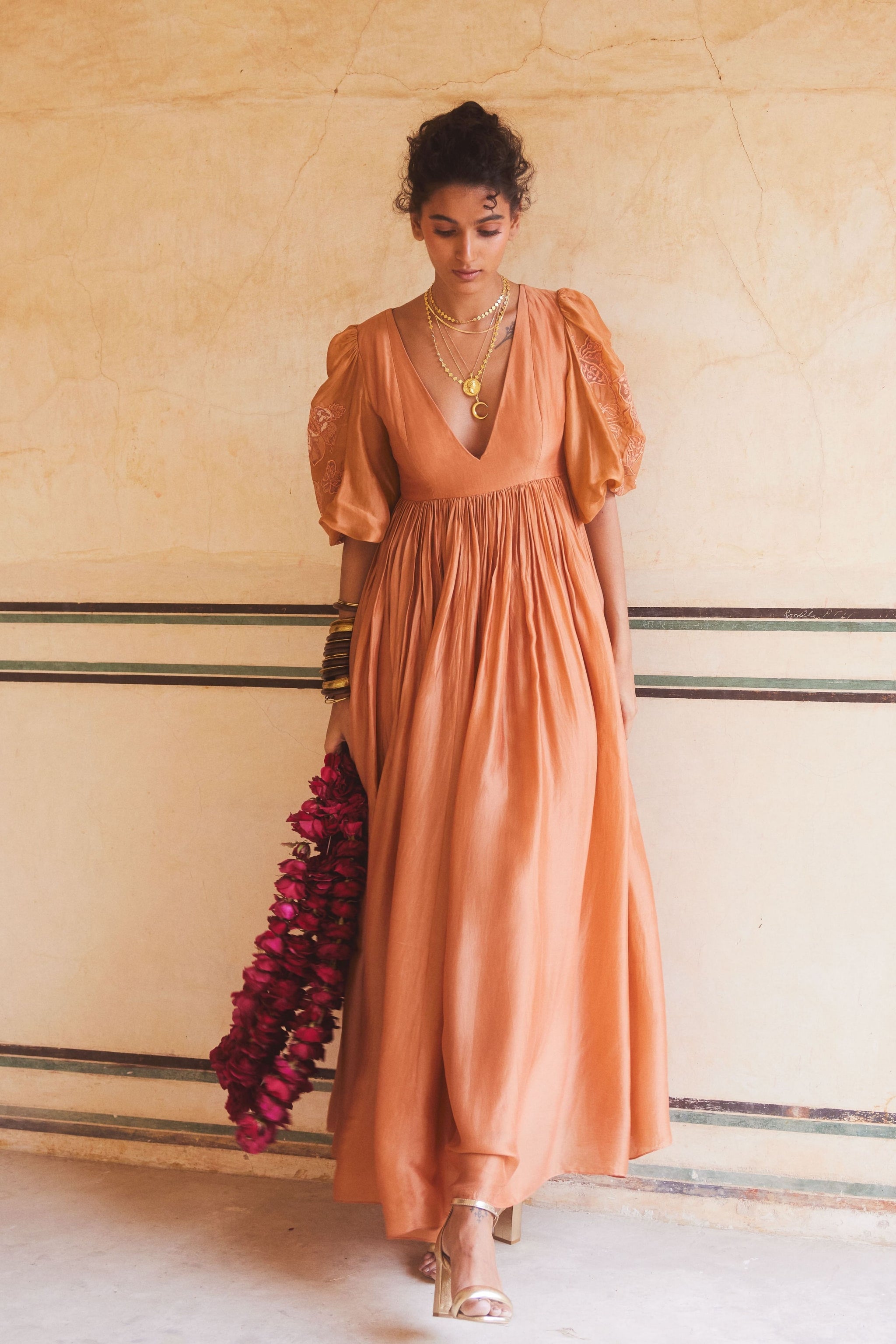 peach orange maxi dress Blissful Satin Maxi Dress Orange