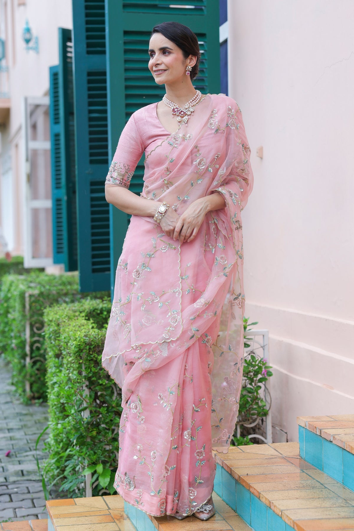 Jungle Walk Rose Saree Set