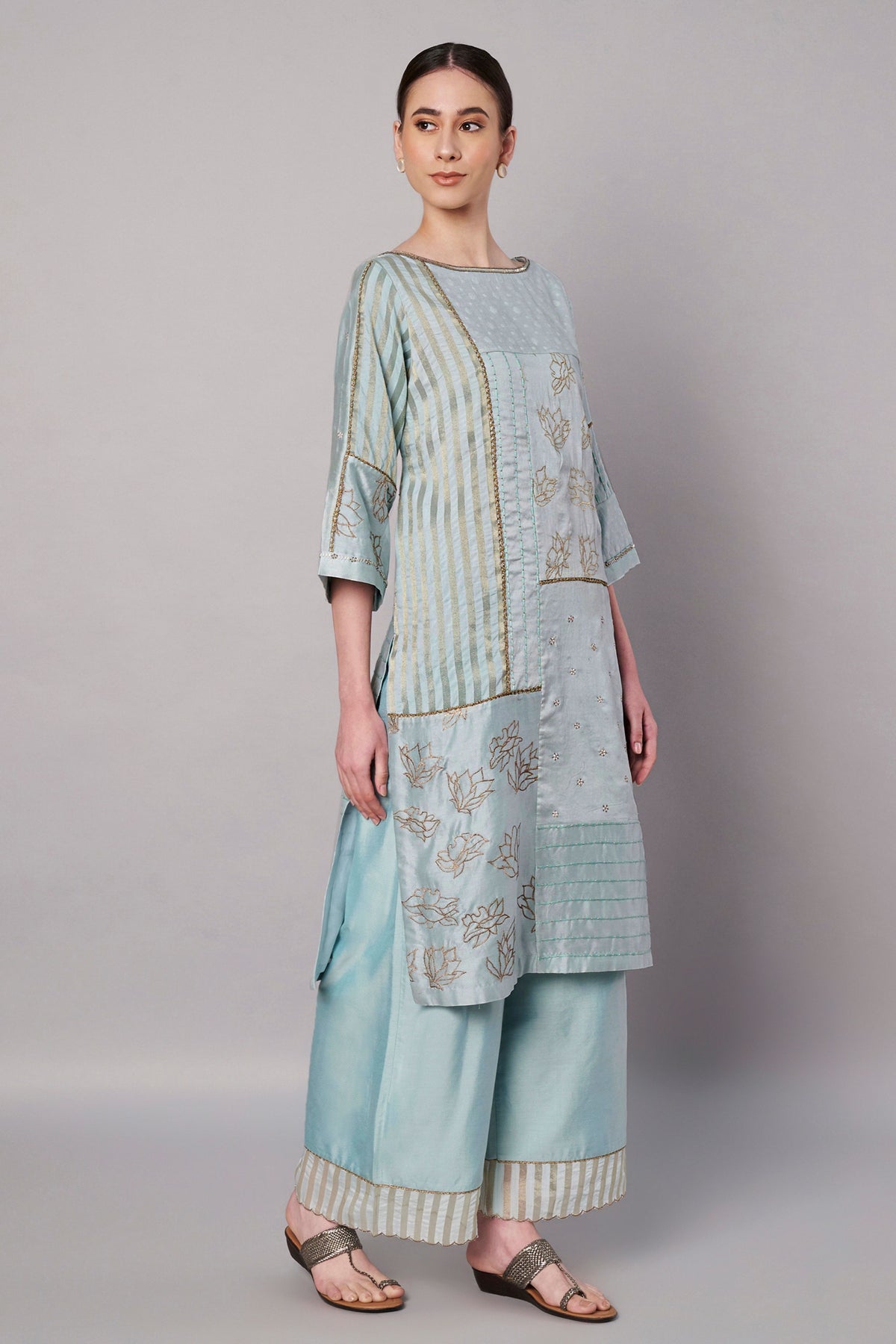 Spring Collage Ice Blue Kurta Set