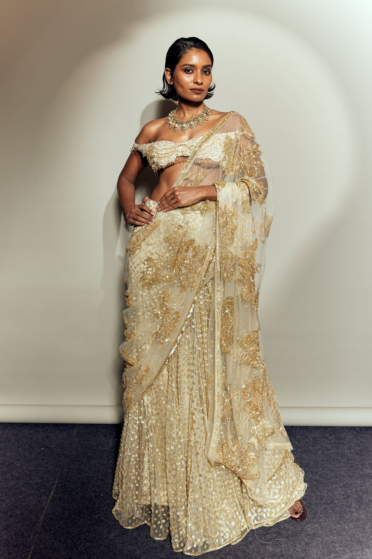 Sitara Palam Lehenga Saree Set