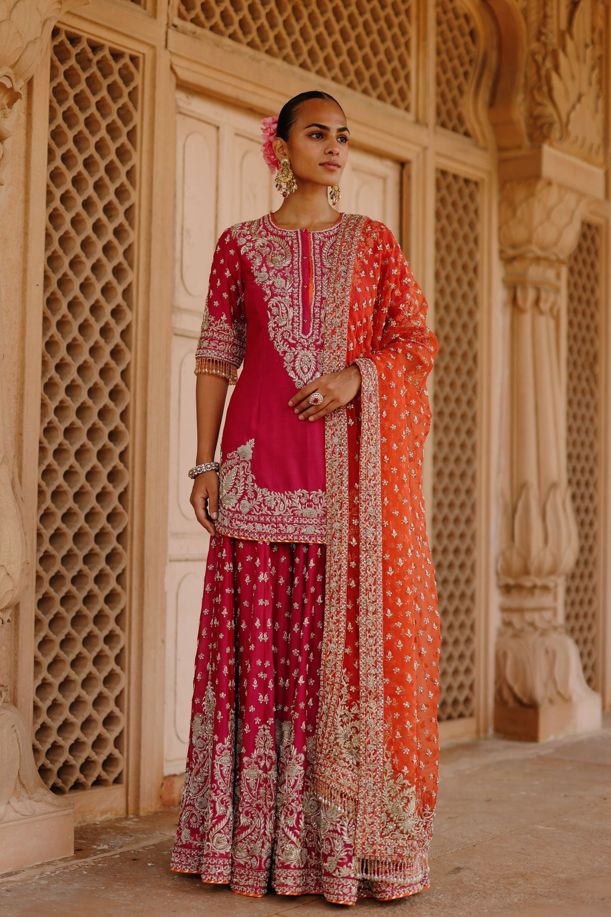 Maysam Hot Pink Sharara Set
