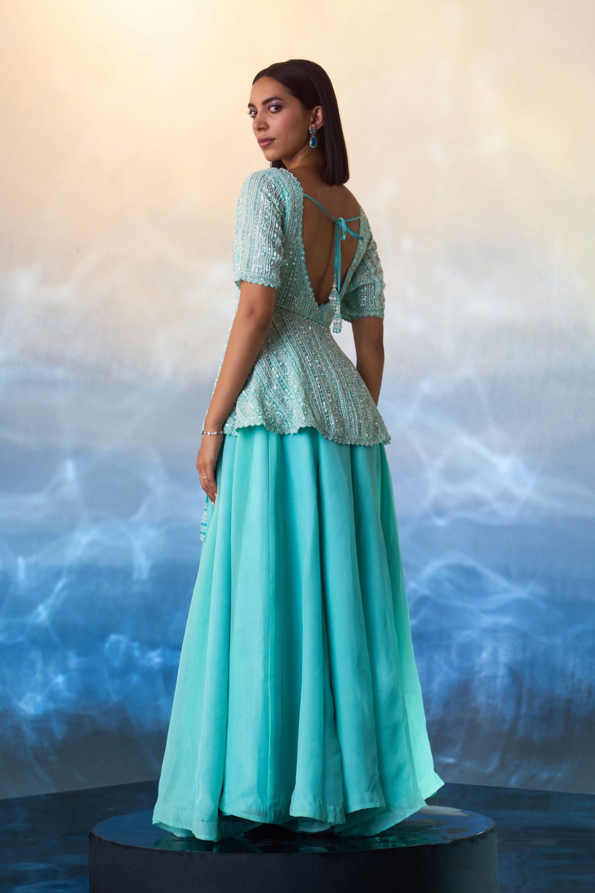 Mint Green Peplum Sharara Set