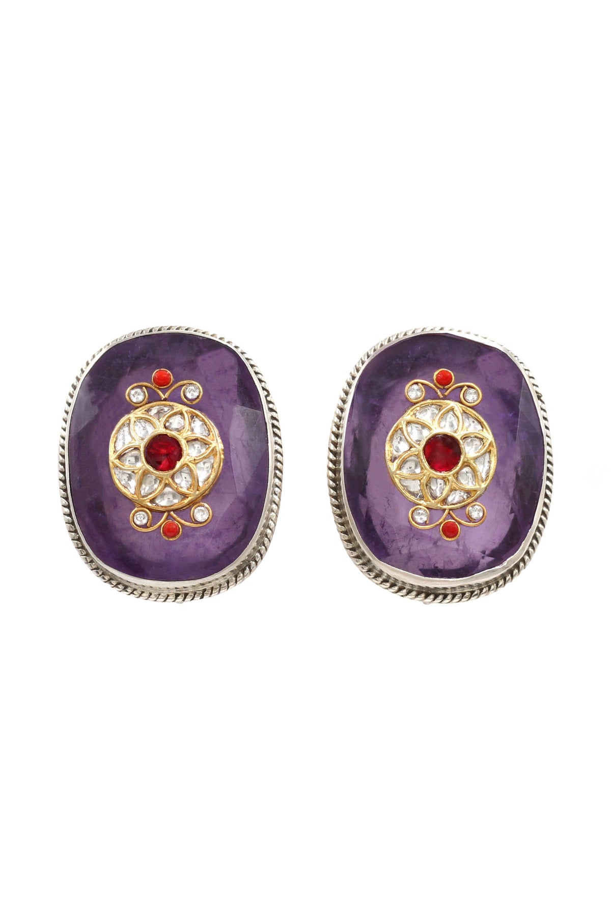 Purple Silver Earrings