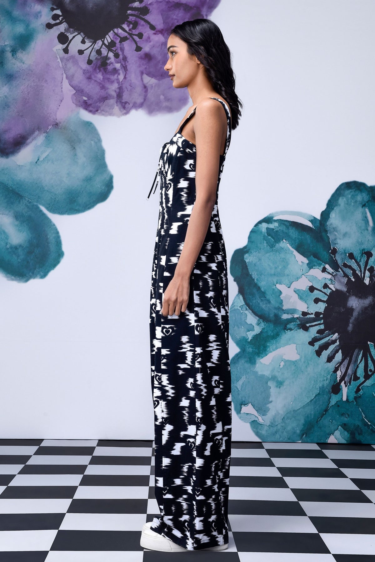 Anemone Flower Dungaree Black Grey